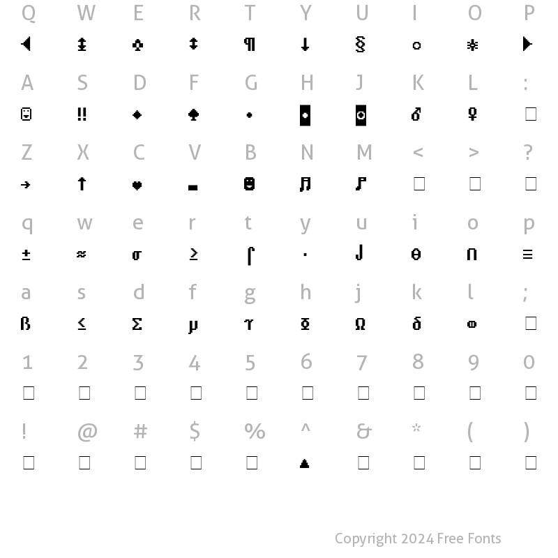 Character Map of Video Terminal Screen Low Chars