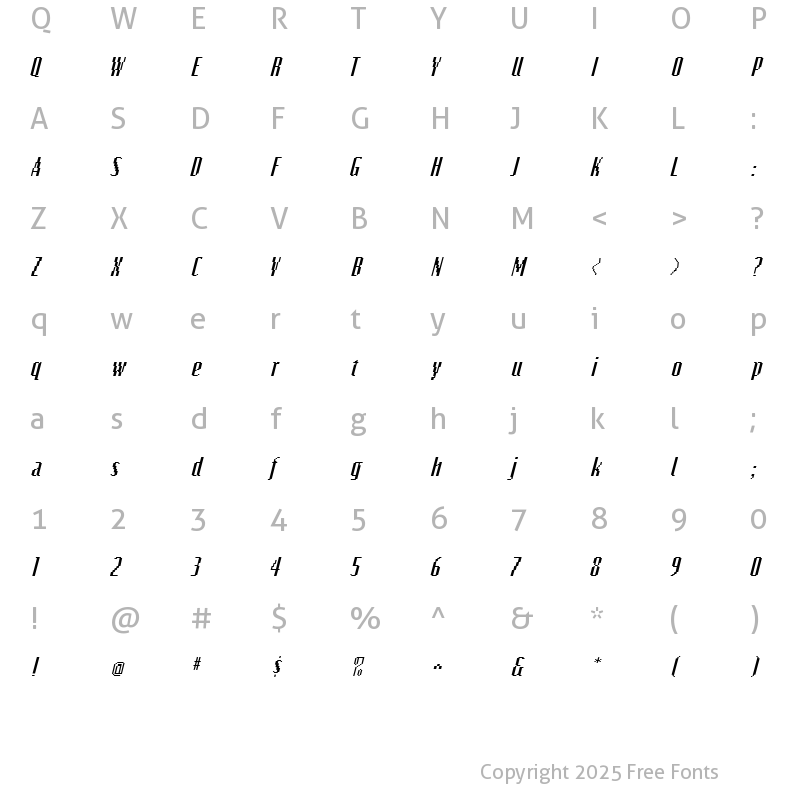 Character Map of VideoCondSSK Italic