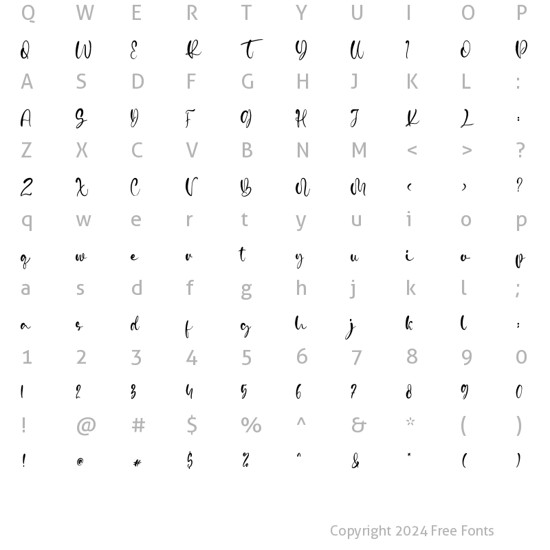 Character Map of Vidytta Regular