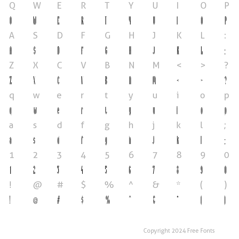 Character Map of VieneseCondensed Regular