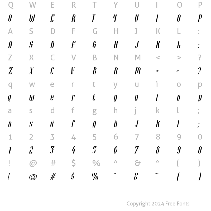 Character Map of VieneseExtended Italic