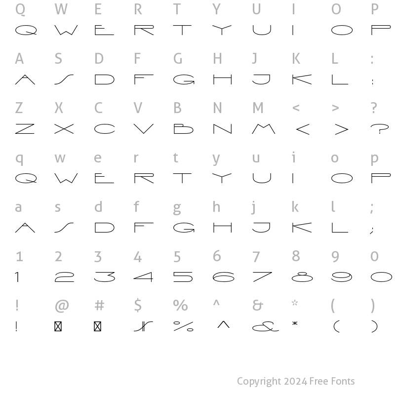 Character Map of Vienna Extended Std Regular