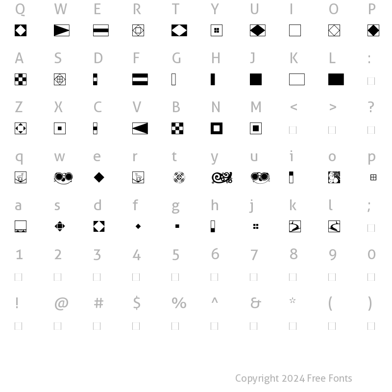 Character Map of ViennaExtras Roman