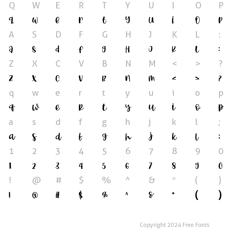 Character Map of Viennetta Sweetness Regular