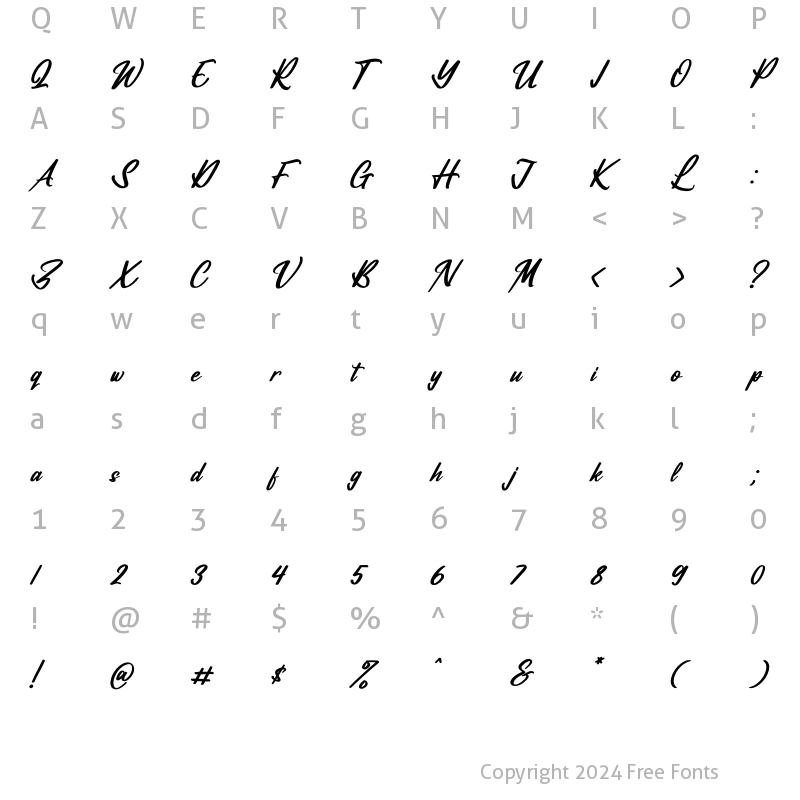 Character Map of Vifastev Caledon Italic