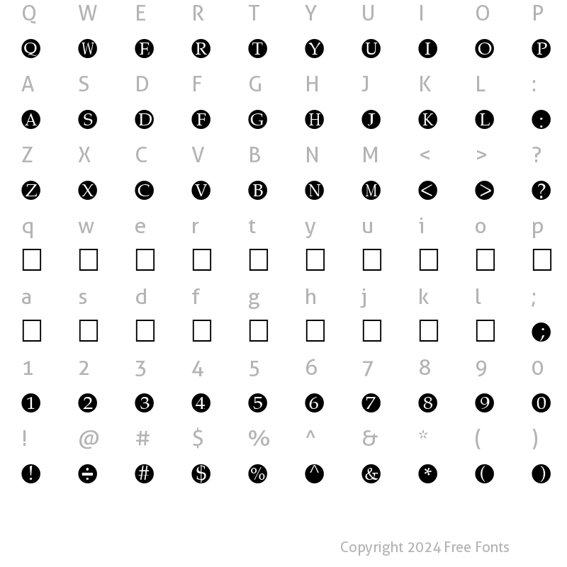 Character Map of Vignette Regular