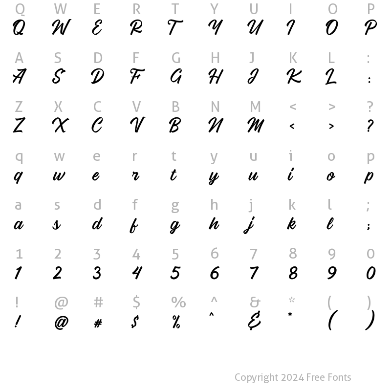 Character Map of Vigrand Regular Regular