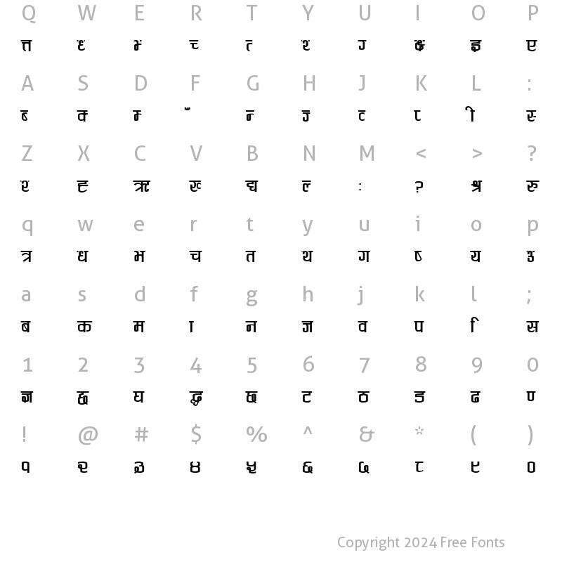 Character Map of vikash Regular