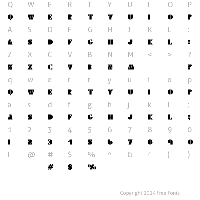 Character Map of Viking Stencil Stencil