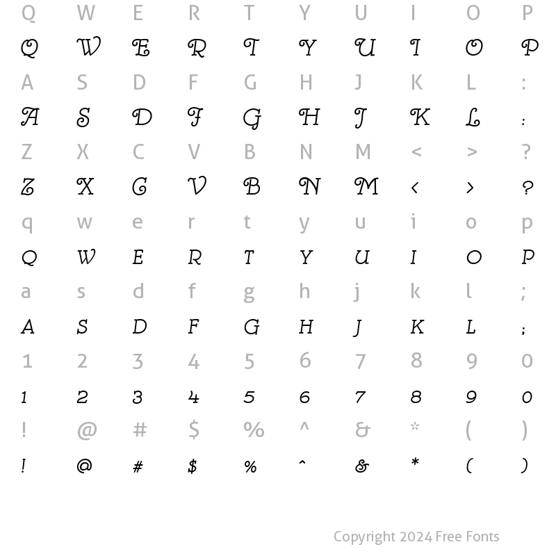 Character Map of Villa Avgustina Regular