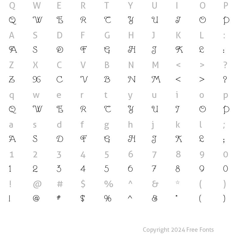 Character Map of Villa Margarita Regular