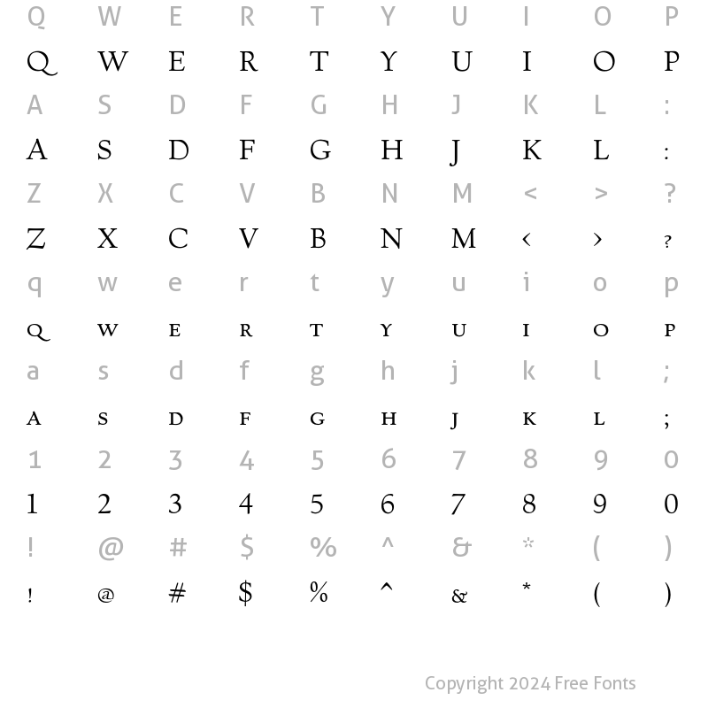 Character Map of Village Smallcaps Roman