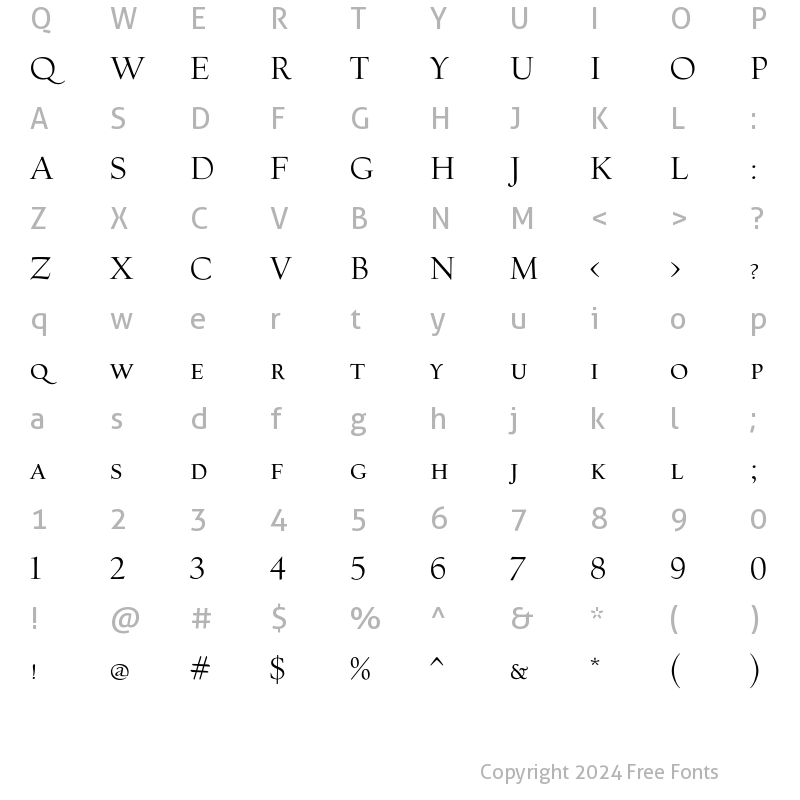 Character Map of Village SmallcapsTitling Roman