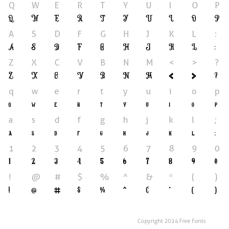 Character Map of Vincent chord Regular