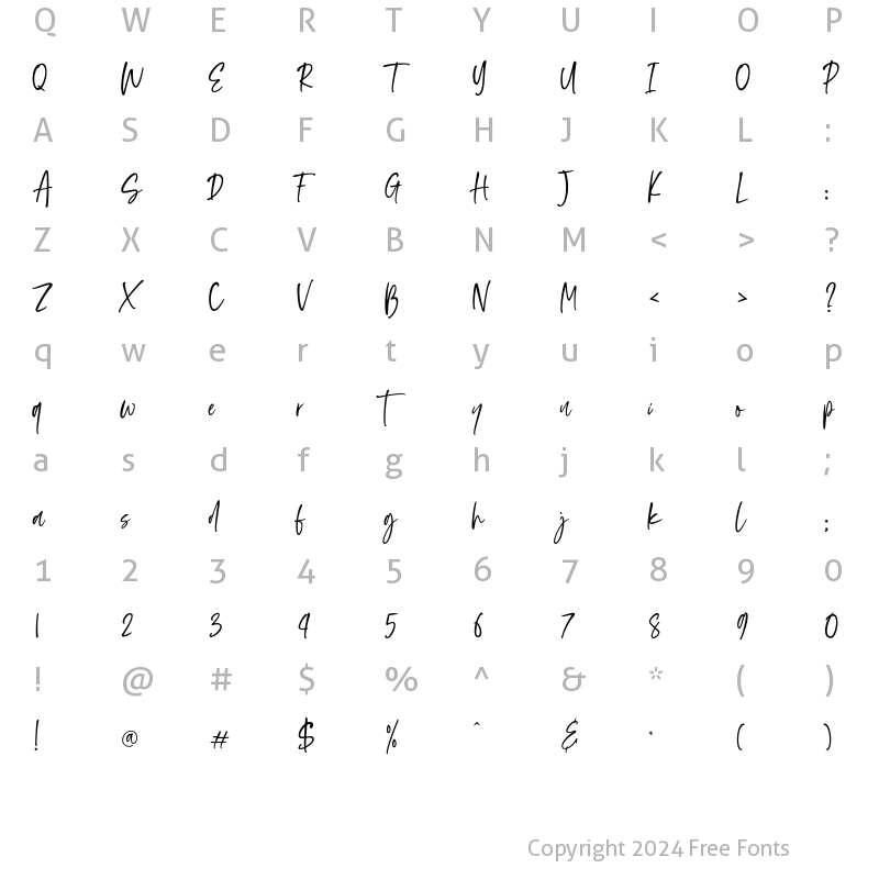 Character Map of Vincent Familiante Regular