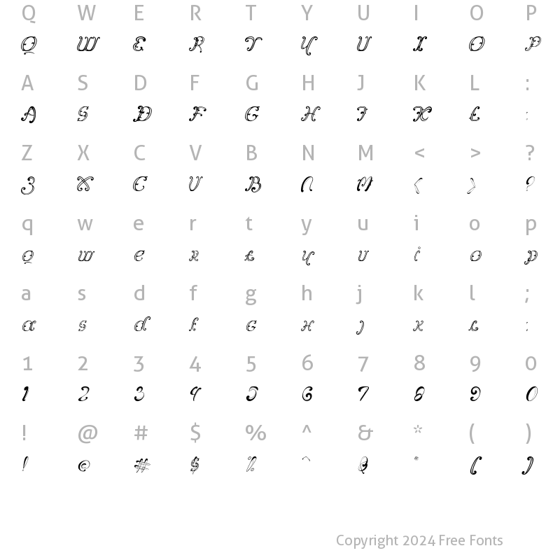 Character Map of Vincicode Regular