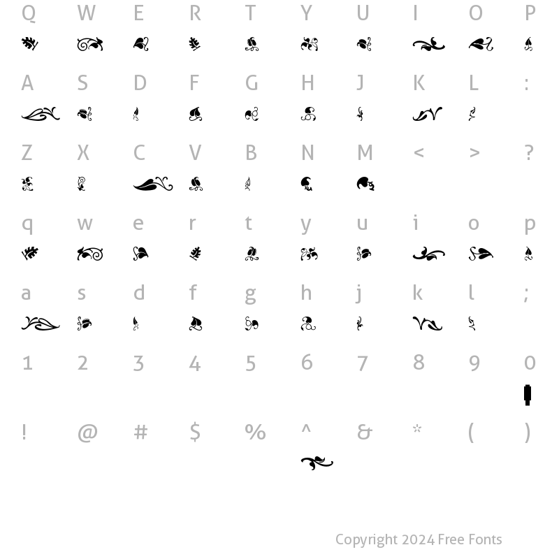 Character Map of Vine Leaves2CH Regular