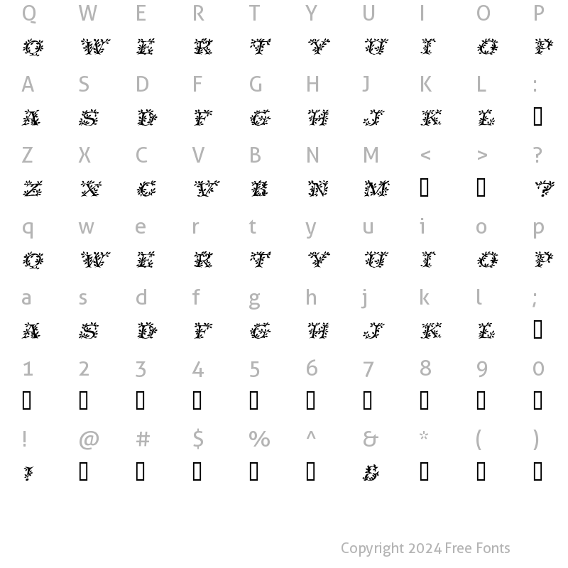 Character Map of VineCapsSSi Italic