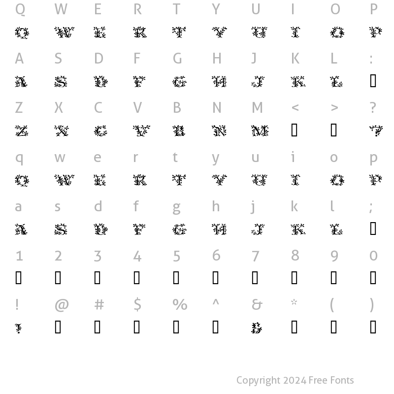 Character Map of VineCapsSSi Regular