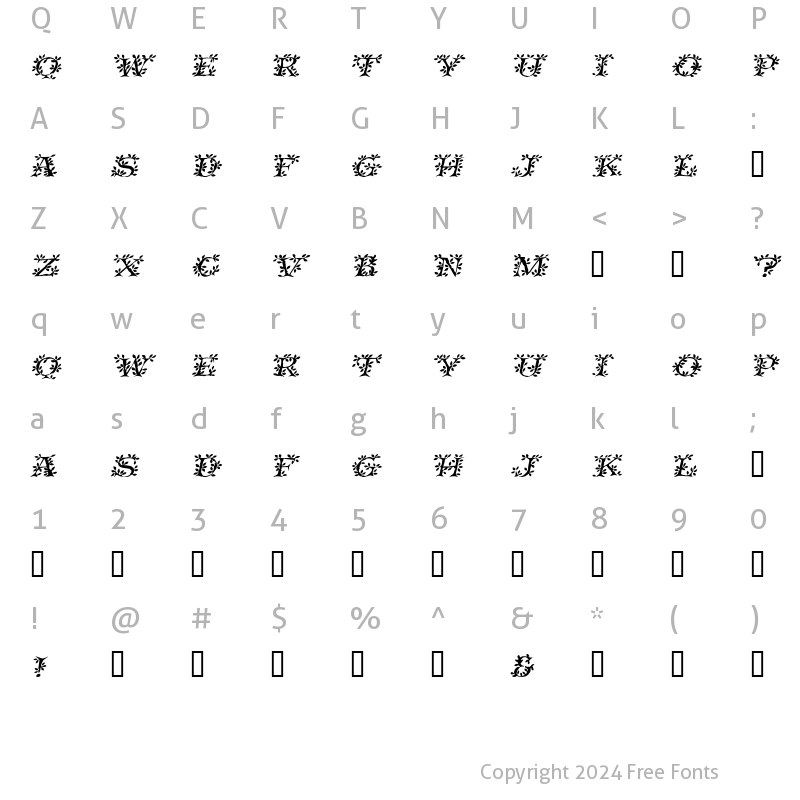 Character Map of VineCapsSSK Italic
