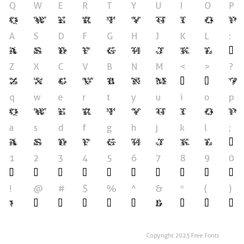 Character Map of VineCapsSSK Regular