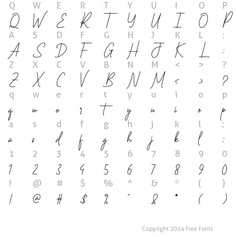 Character Map of Vineland Regular