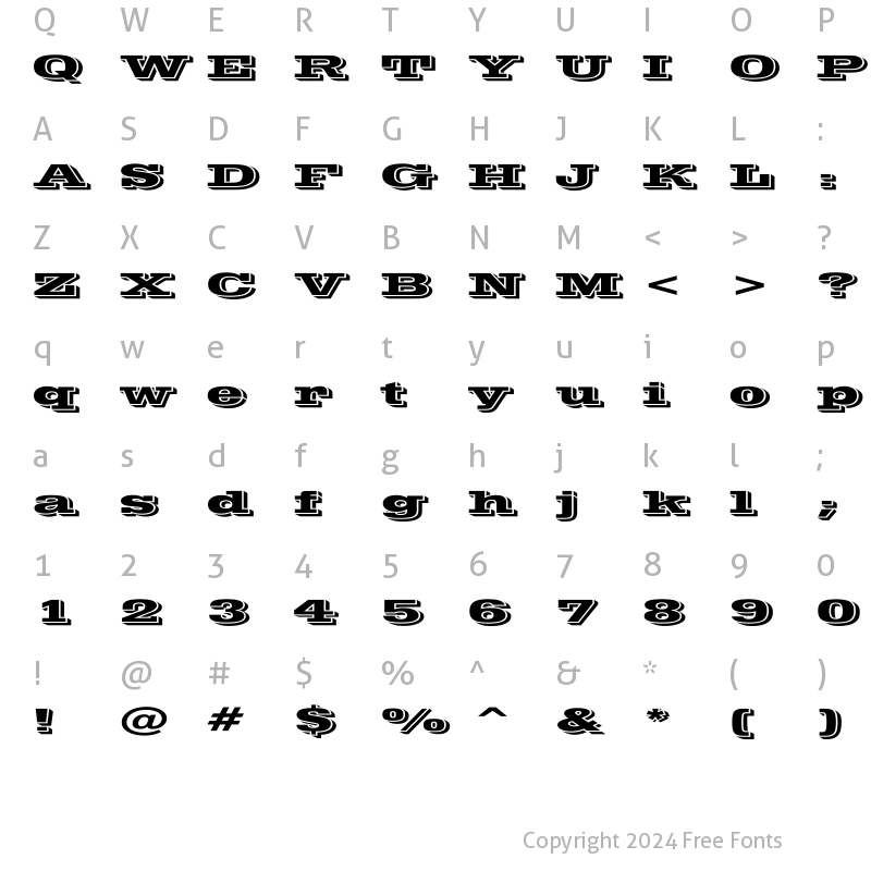 Character Map of Vinera Ex Regular