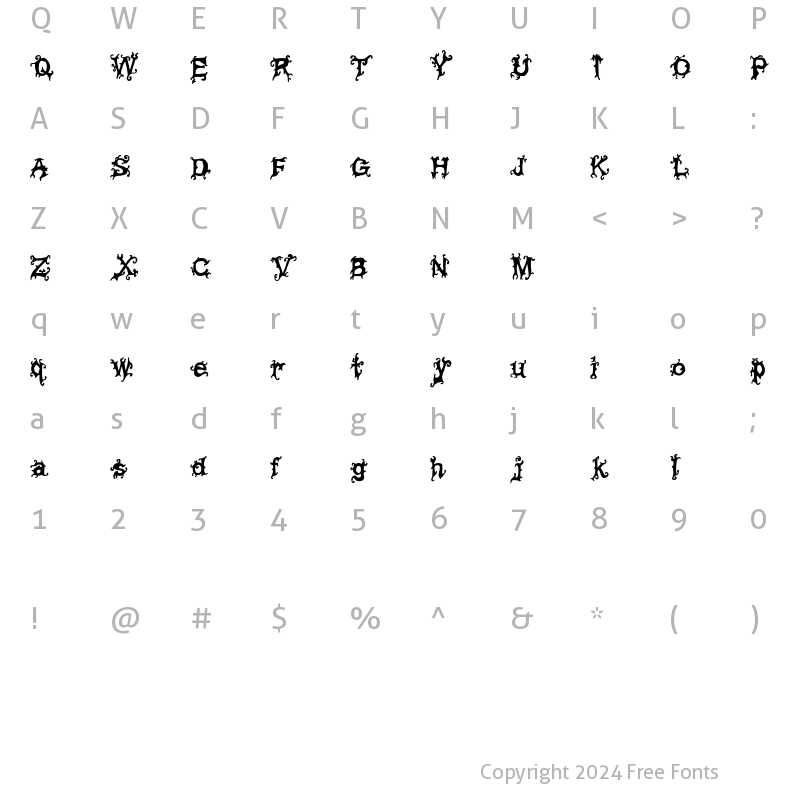 Character Map of Viney Times Regular