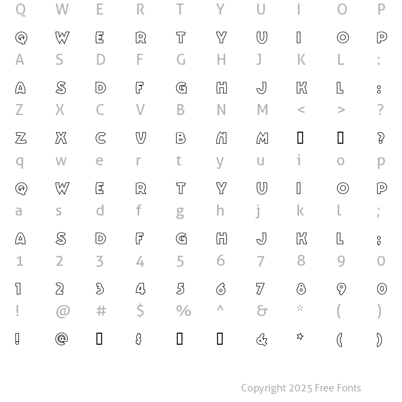 Character Map of VinnieBoomBahNF Regular