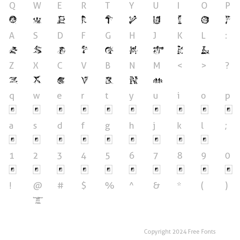 Character Map of Vintage Erotique Regular