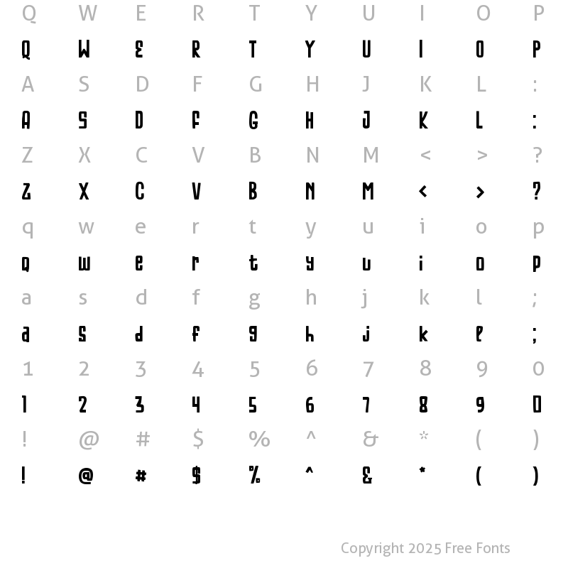 Character Map of Vintage Future Regular