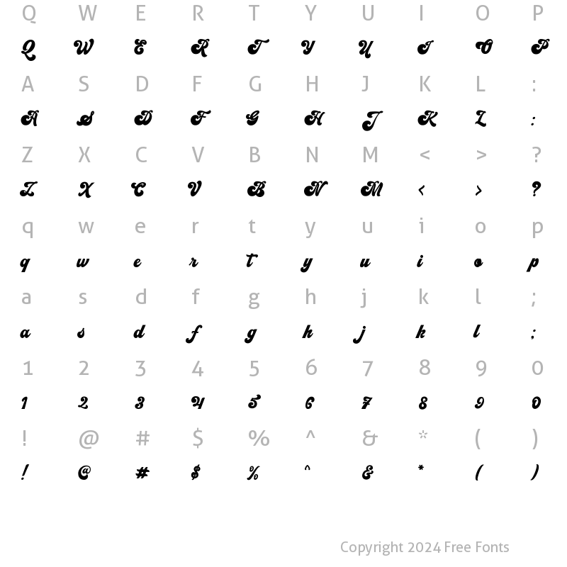 Character Map of Vintage King Regular