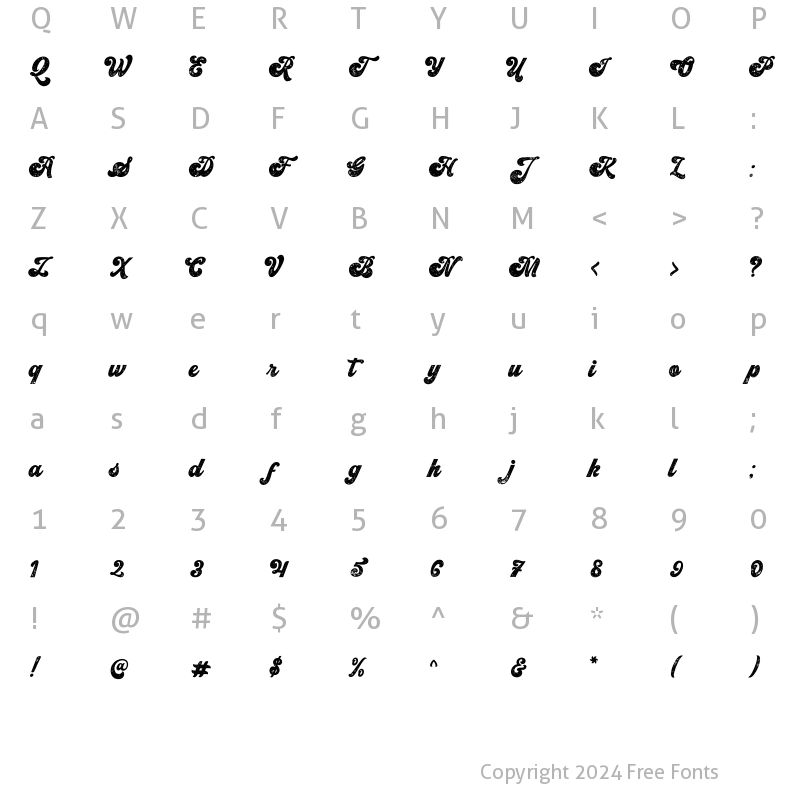 Character Map of Vintage King Rough Regular