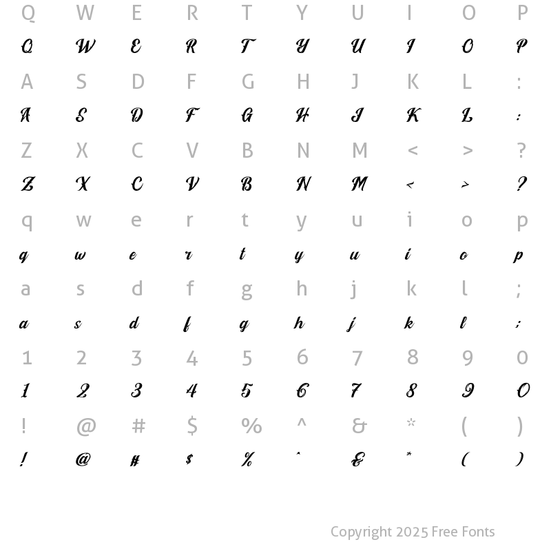 Character Map of Vintage Melody Regular