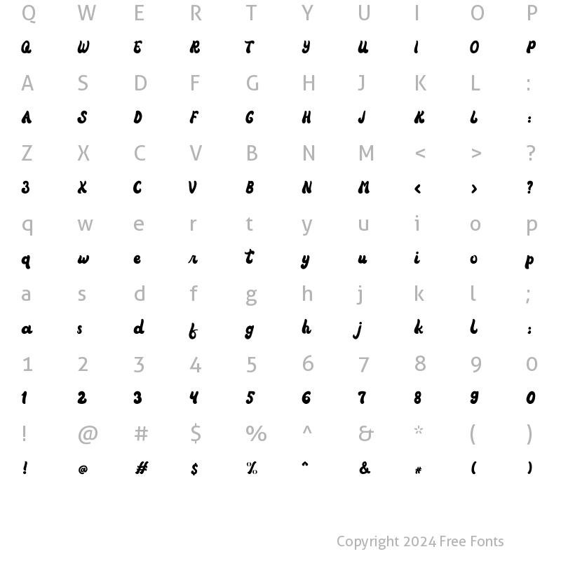 Character Map of Vintage Rumble Regular