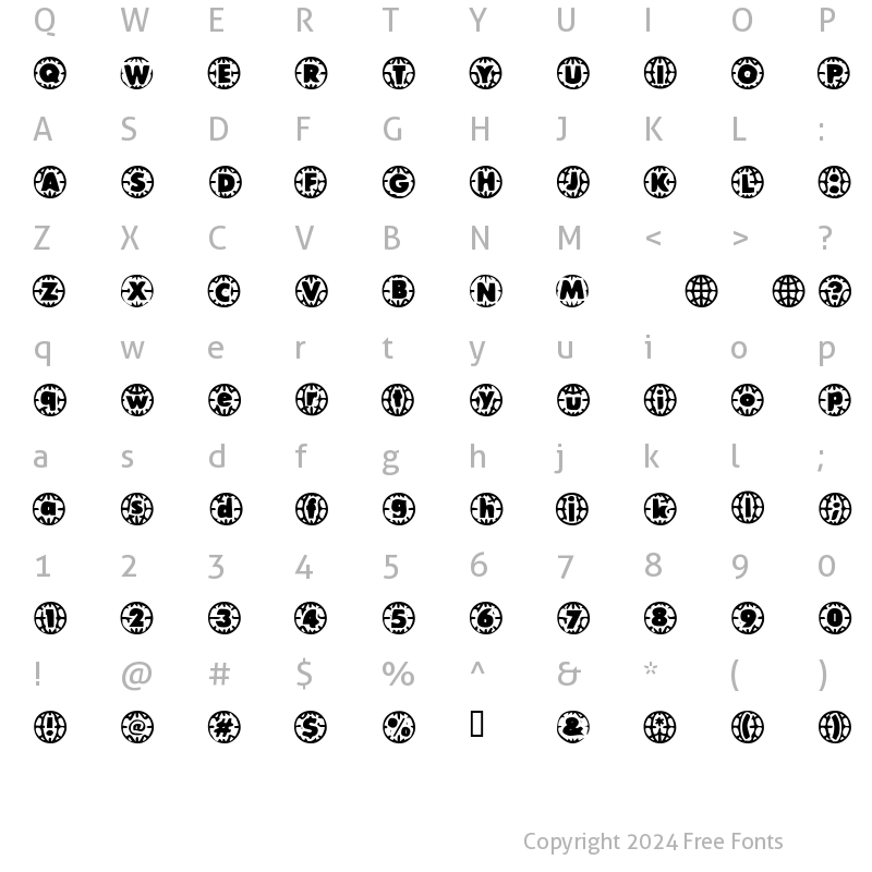 Character Map of Vintage  Vacation Regular