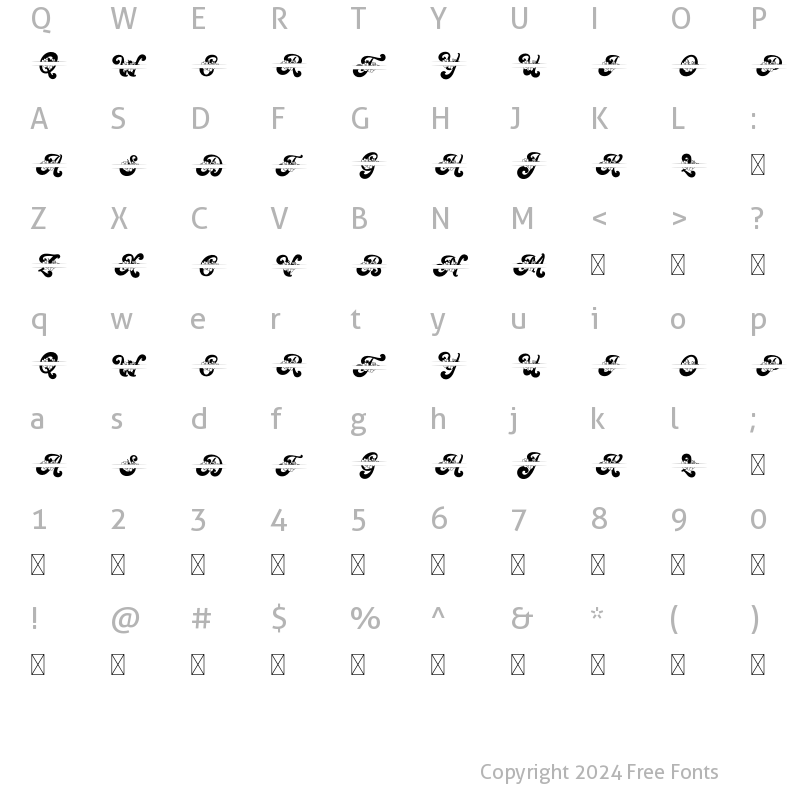 Character Map of VintageQueenMonogram Split