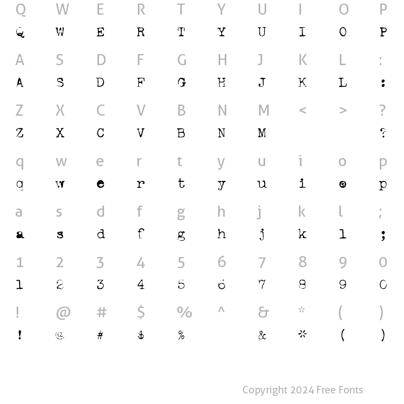 Character Map of VintageTypewriter One Regular