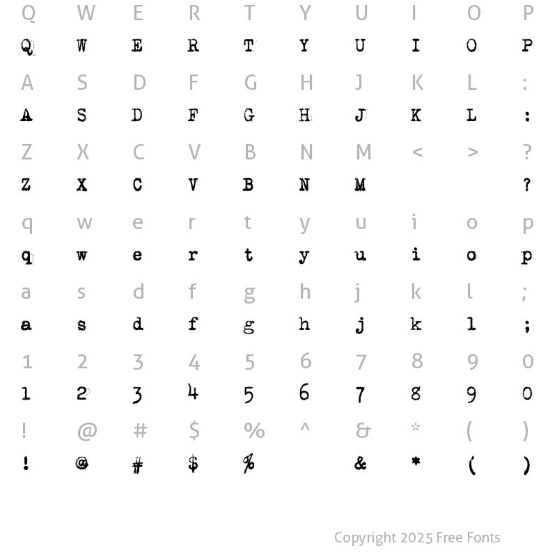 Character Map of VintageTypewriter SmithUpright