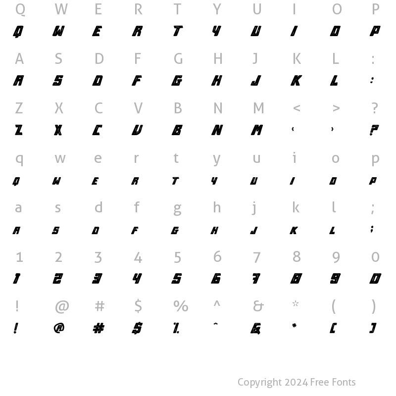 Character Map of Vintagity Regular