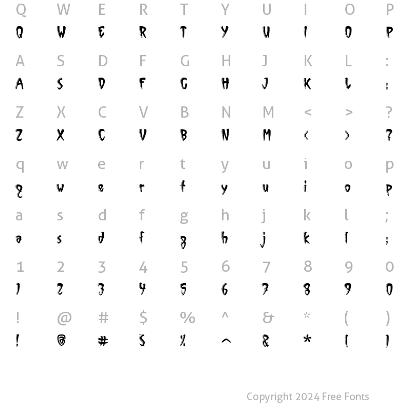 Character Map of Vinyl Sawtooth ITC Std Regular