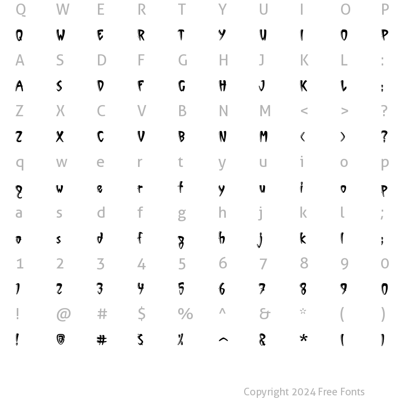 Character Map of Vinyl Sawtooth ITC TT Regular