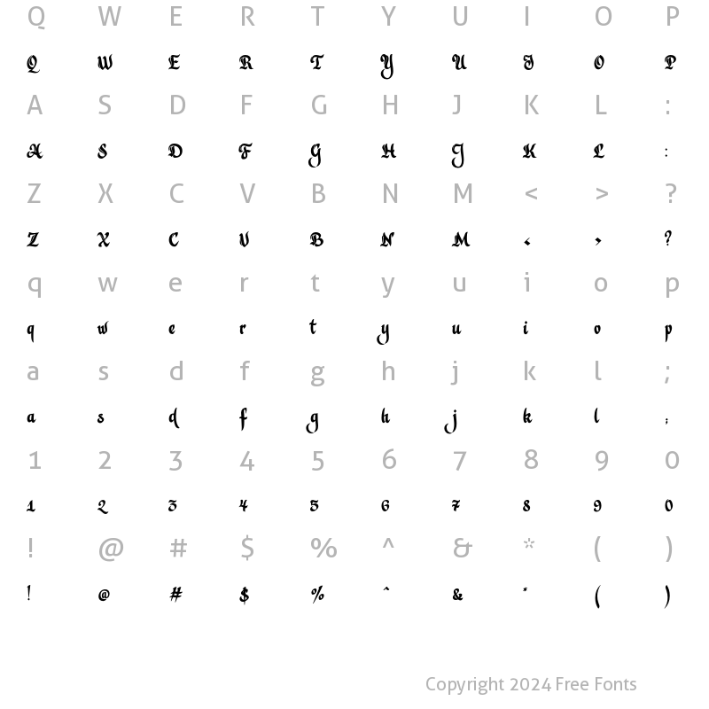 Character Map of Violant Regular