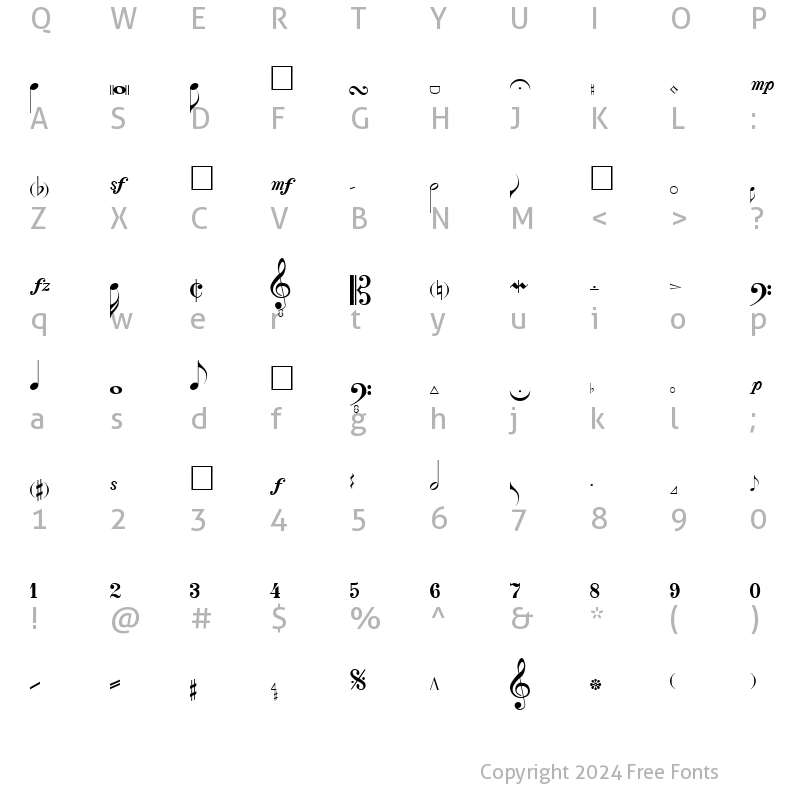 Character Map of Violine Regular