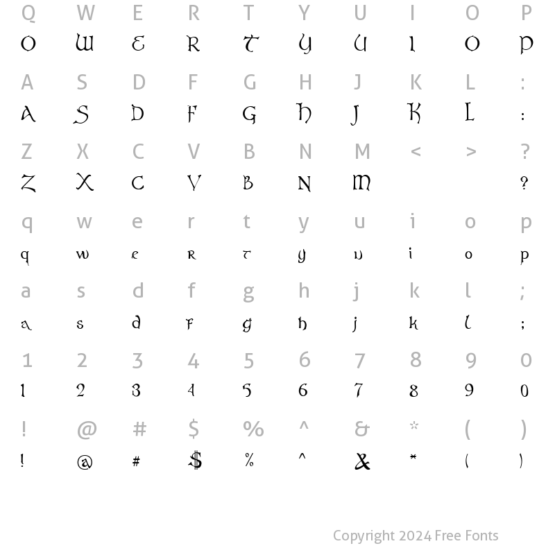 Character Map of Virgo Display Regular