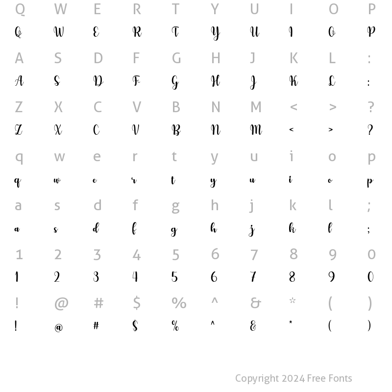 Character Map of Virla Regular