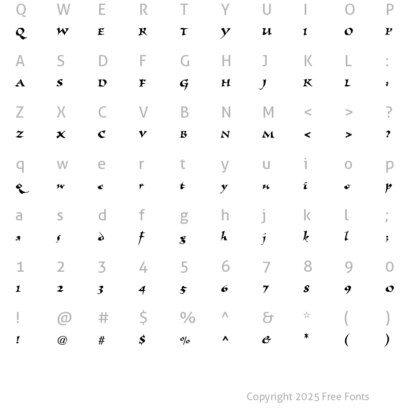 Character Map of Visigoth RomanItalic