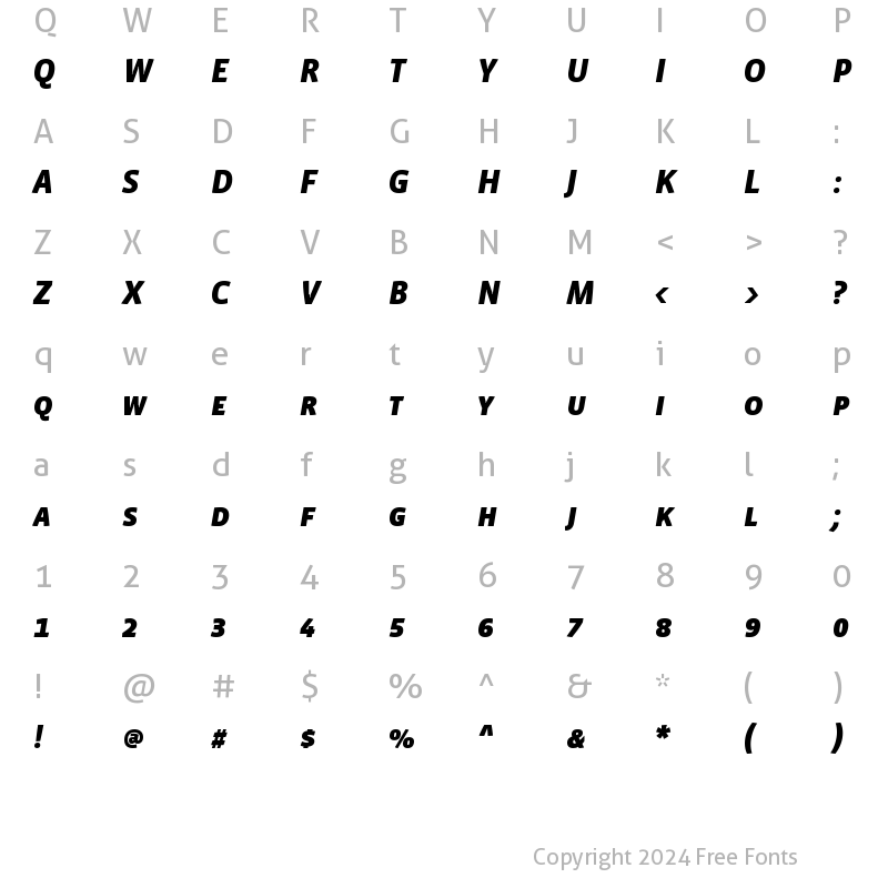 Character Map of VistaSansSCBlackIta Regular