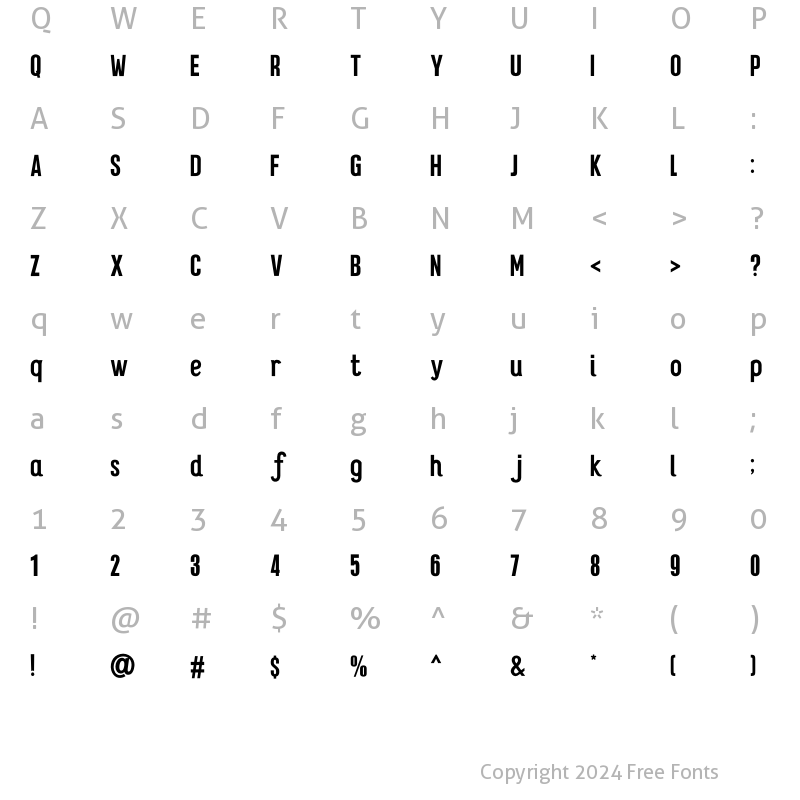 Character Map of Vitage Regular