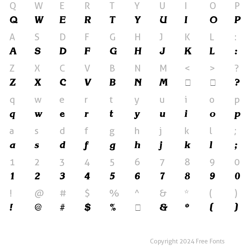 Character Map of Vitica Display SSi Italic